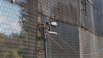 Fence marking the border between Thailand and Cambodia.