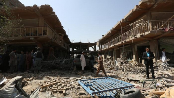 Damage after the bomb attack in Kabul