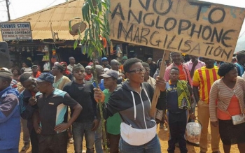Una protesta per i diritti degli Anglofoni 