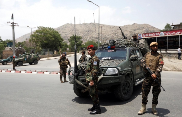 A roadblock in Kabul after the attack on 4 June 2018