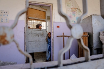 Students in a Shabby Classroom, Idlib, syria