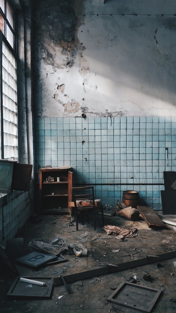 The rubble of a building 
