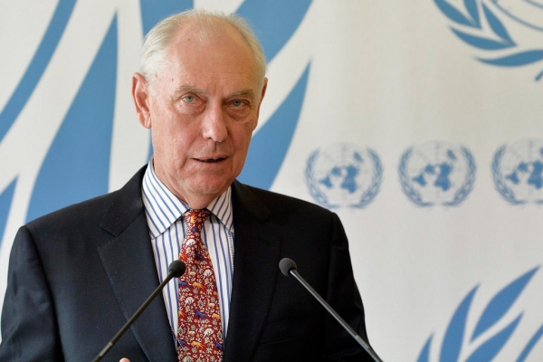 Mike Smith, portavoce della Commission d'Inchiesta in Eritrea, presenta il rapporto alla 28&deg; sessione del Consiglio dei Diritti Umani a Ginevra. 