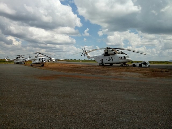 UN-operated helicopters in Juba, South Sudan