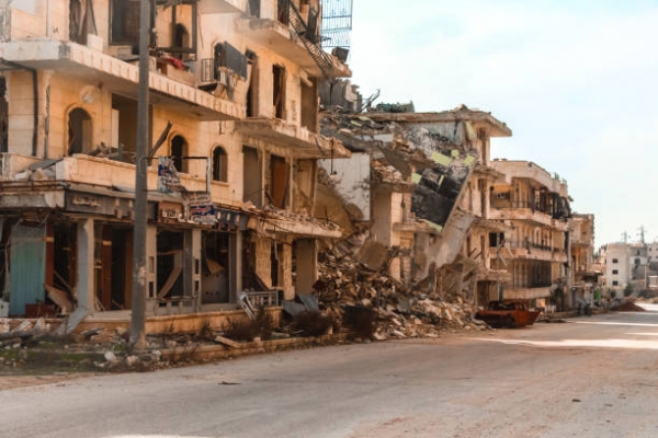 Buildings destroyed by an attack 
