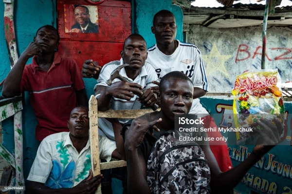 A gang in the slums of Cap-Ha&eacute;tien, Haiti