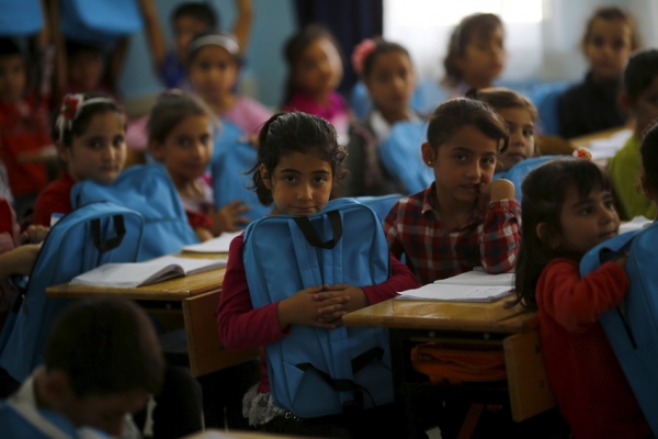 Syrian refugee children at school