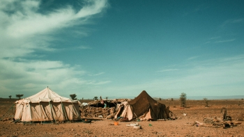  White tent in a refugee camp