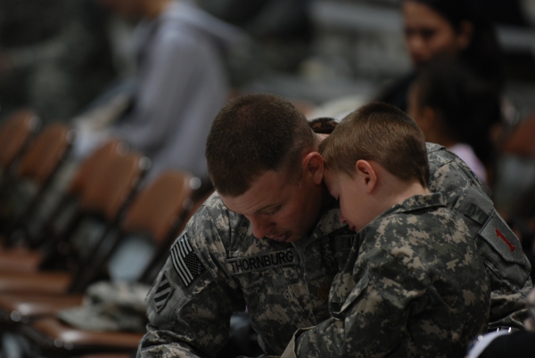 An American soldier with a child