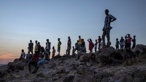 Tigray refugees above the Umm Rakouba camp, Sudan