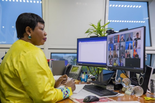 Il Procuratore della CPI, Fatou Bensouda, in collegamento con il Consiglio di Sicurezza ONU, 10 novembre 2020 