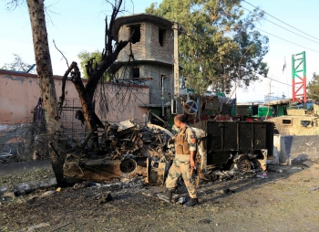Afghan security soldier near a Jalalabadian jail attacked in August 