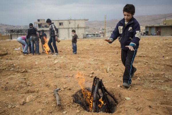 Syrian children in a Lebanese refugee camp