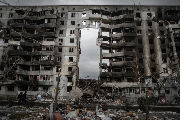 Bombed building in Borodyanka, Ukraine