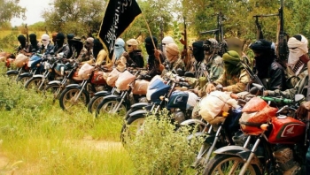 Jihadist fighters using motorcycles in Central Mali