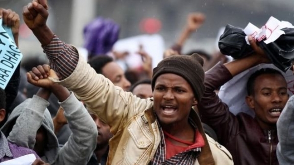 Protesters took to the streets of capital city Addis Ababa. 