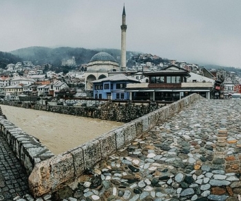 Symbols of history standing resilient after the 1999 bombings, Prizren, Kosovo
