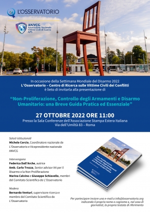 Esce la prima pubblicazione in Italia sul Disarmo Umanitario