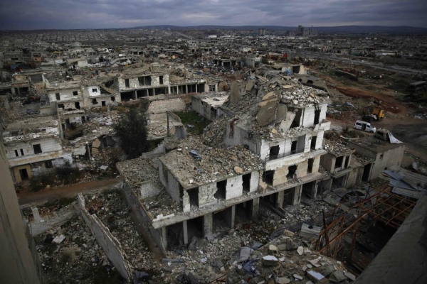 Buildings that have been targeted by the Syrian-Russian bombing of Aleppo