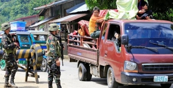 Military checkpoint in Marawi city, Mindanao