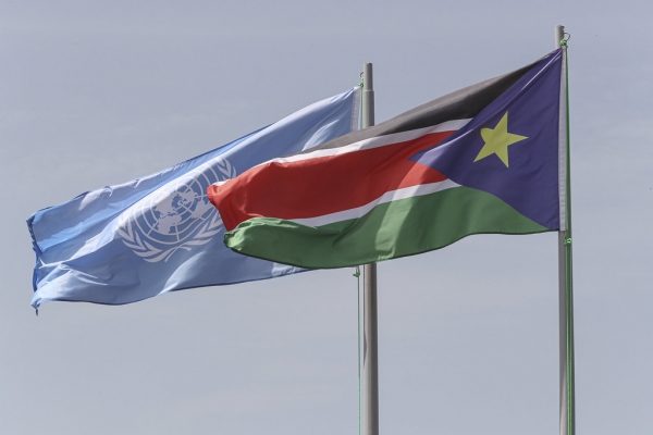 Bandiere nella sede di UNMISS in Sud Sudan