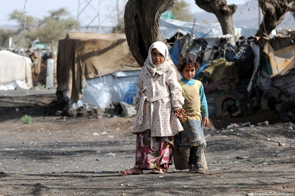 Bambini nel campo profughi di Darwan a Sana’a, Yemen