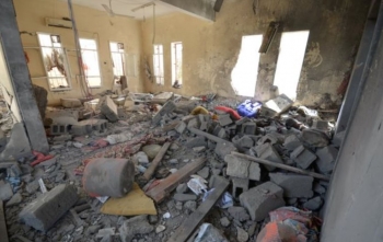 The interiors of the prison reduced to rubble by the attack 