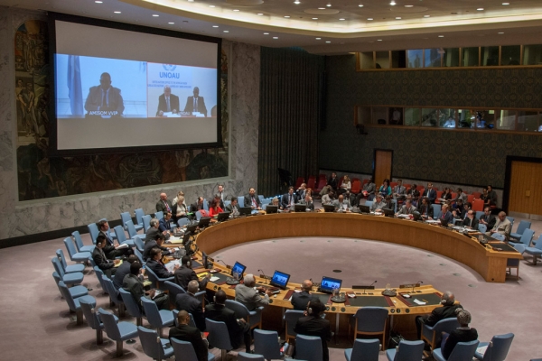 A wide view of the Security Council meeting on the situation in Somalia. 