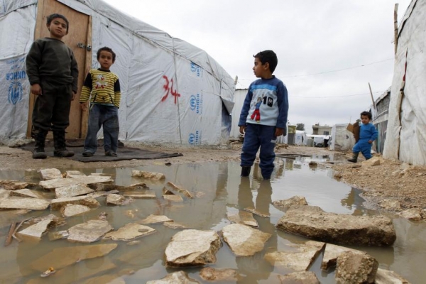 Children in a refugee camp in Lebanon