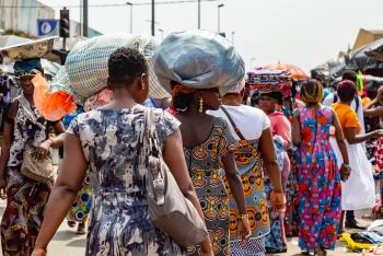 Women walking in a market