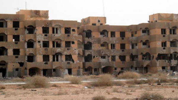 Abandoned apartment blocks in Tawergha, Libya. 