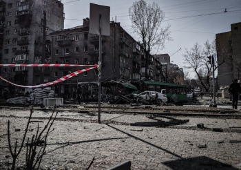 Kiev. Edifici civili distrutti dopo un’esplosione