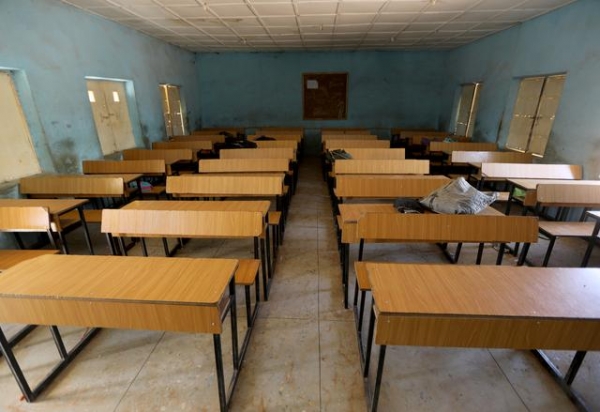 An empty classroom at the government science school in Kankara, Nigeria