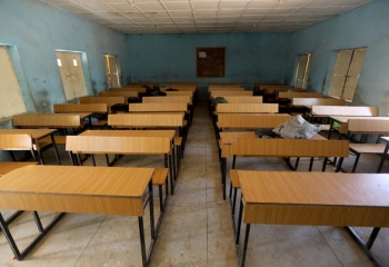 An empty classroom at the government science school in Kankara, Nigeria