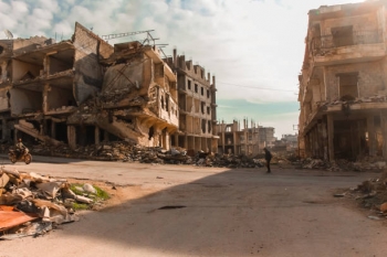 Macerie nella città di Aleppo, in Siria