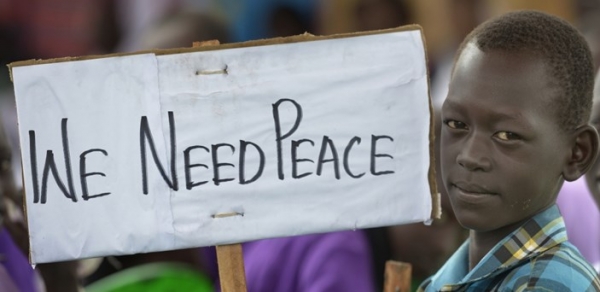 A child in South Sudan demanding peace