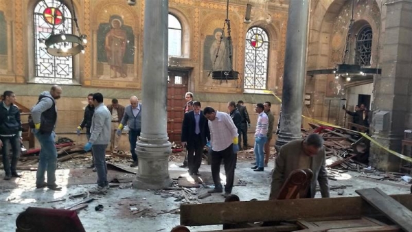Aftermath of the bombing inside the church