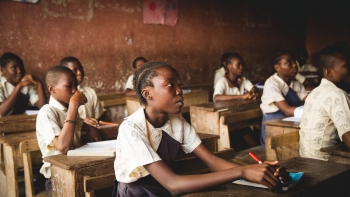 Nigerian school kids learning in their classrooms