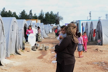 Refugees in a camp in Suruc, Turkey