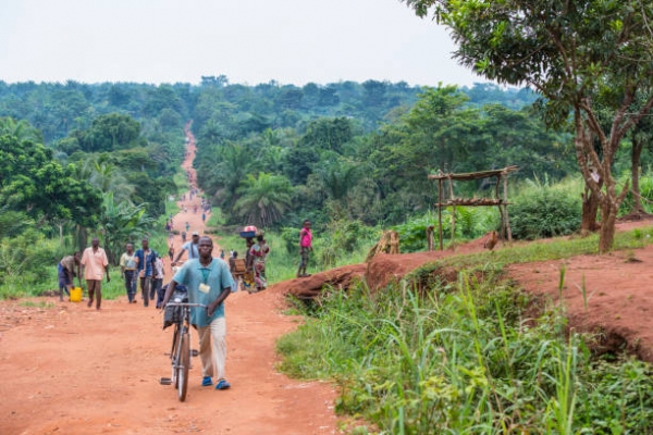  People walking on the road in the Democratic Republic of Congo.
