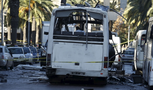 Bomb attack on Tunisia’s presidential guard bus killed 12 and injured 16