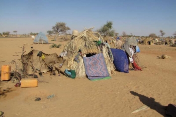 A makeshift refugee shelter beside the highway east of Diffa, Niger. 