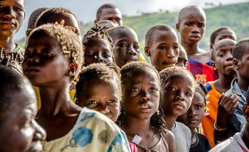 A crowd of children in Bamako, Mali 