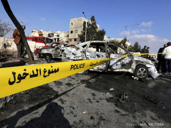 Damascus suicide bombing targeting Police officers on 09 February 2016. 9 people killed