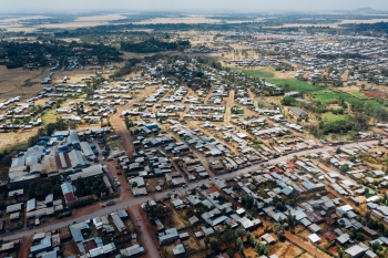 Aerial view of Ethiopian city’s buildings