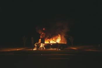 A car explosion in the street 