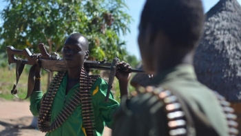 Rebel soldiers in Nyal, Unity State, South Sudan