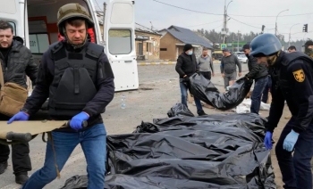 Bodies of civilians killed by Russian forces in Irpin.