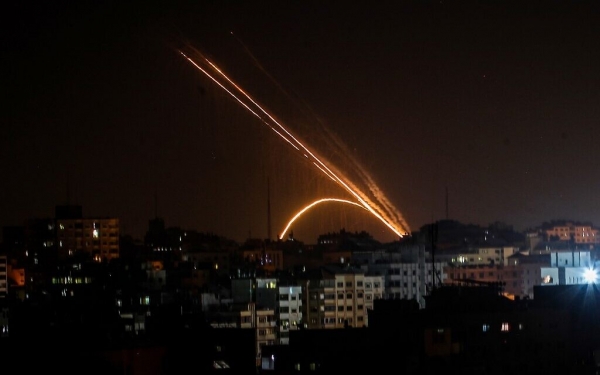 Rockets are fired from the Gaza Strip into Israel on 13 November 2019.