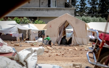 Syrian refugee temporary tentsite camp